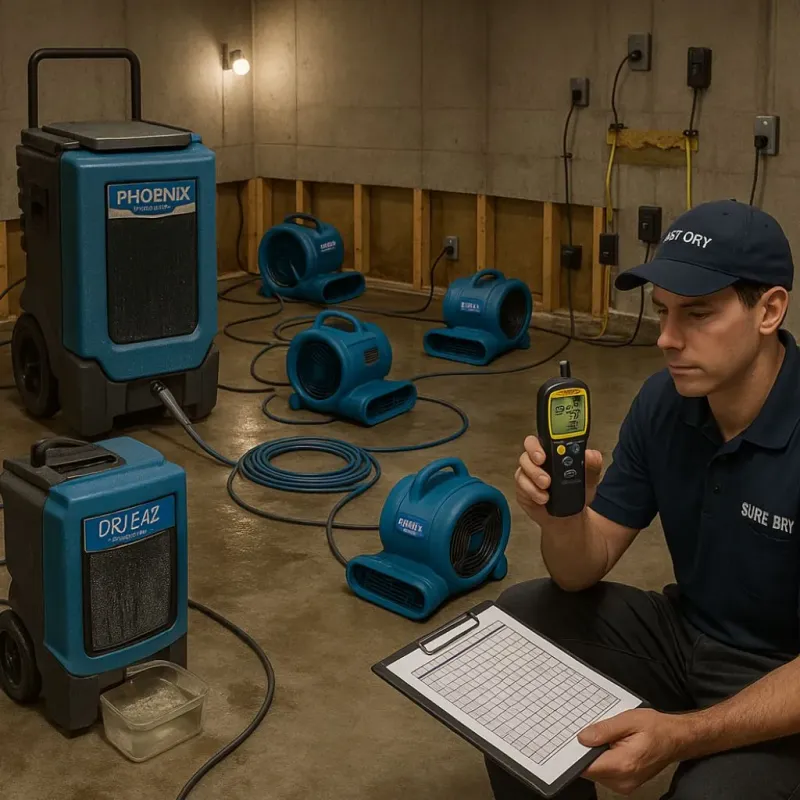 Structural Drying and Dehumidification process in Soda Bay, CA